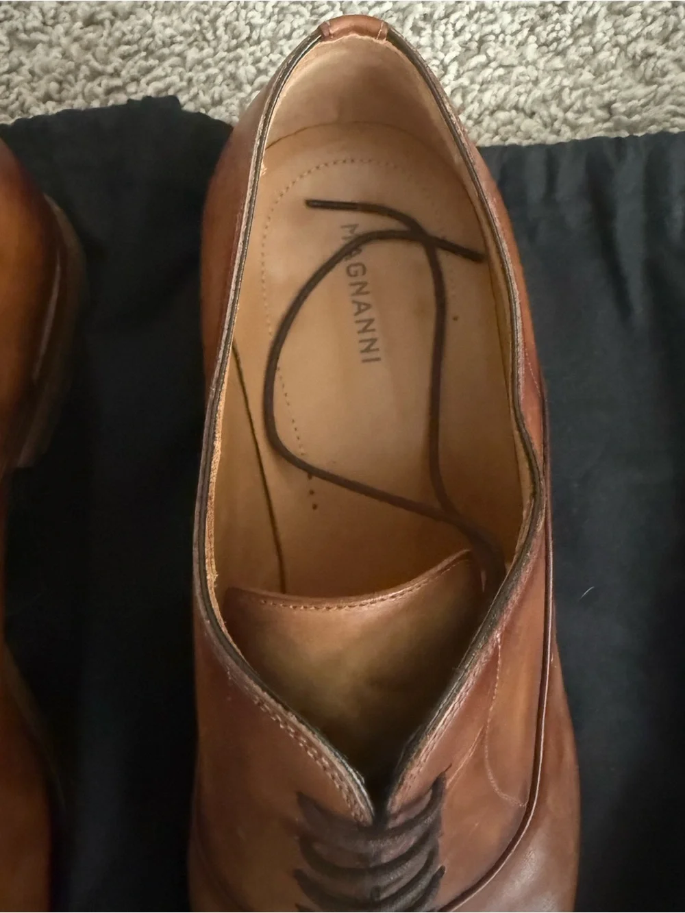 Magnanni Tan Brown Leather Cap-Toe Derby